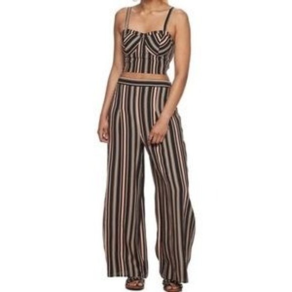 LIVE TO BE SPOILED Striped Crop Top(Medium) and Pants(Small)Set - Picture 1 of 12